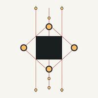 Central Black Square with Dots vector