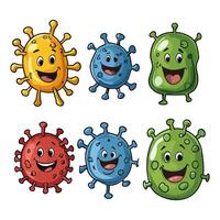 Funny Cartoon Viruses in Bright Colors vector