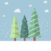 Winter background with pine trees vector
