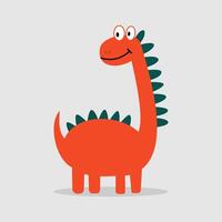 Cute smiling dinosaur isolated on grey background vector
