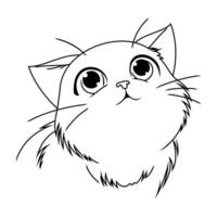 cat in line isolated on white background vector