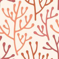 Warm Terracotta Branches on Soft Off White in Hand Printed Style vector