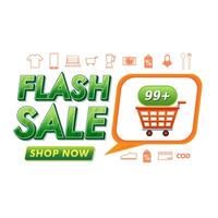 Chat bubble icon and cart icon with added editable text for flash sale post design vector
