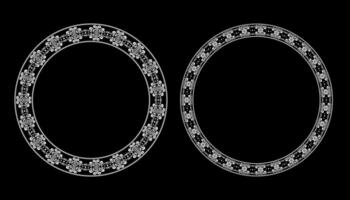 Set of elegant circle decorative round frames on black background. vector