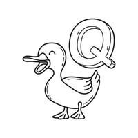 An Illustration of letter Q stand for Quack vector