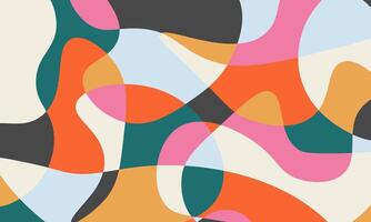 Fun colorful abstract background in doodle style. Simple playful design with hand drawn overlay liquid shapes vector