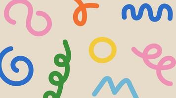 Abstract colorful doodle hand drawn pattern. Creative minimalist style art background with bright element and figure. Simple childish scribble backdrop. Multicolor swirls, lines. Fun design vector