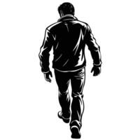 Silhouette of a Solitary Man Walking in a Distant Landscape vector