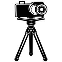 Silhouette of a Camera on a Tripod on a White Background vector