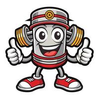 Nostalgic Mascot Character Featuring a Piston with Doubled Thumb Up Gesture vector