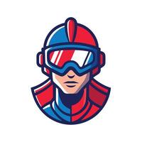 Virtual Reality Man Head with Red and Blue Technology Design vector