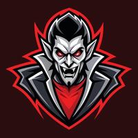 Modern Illustrated Vampire Mascot Logo with Sharp Fangs and Eerie Countenance vector