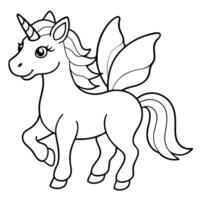 Enchanting Coloring Page Depicting a Unicorn and Fairy in a Mystical Setting vector