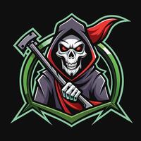 Grim Reaper with Skull Mask and Massive Weapon A Symbol of Fear and Power vector