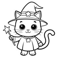 Feline Witchcraft The Cat s Magical Transformation with Wand and Hat vector