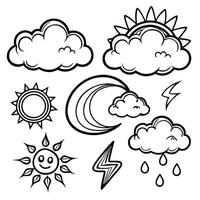 Comprehensive Icons Depicting Various Weather Forecast Conditions vector