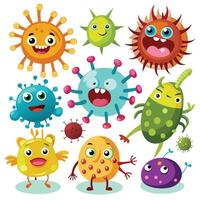Expansive Illustration Set Featuring 30 Distinct Viruses and Bacteria vector