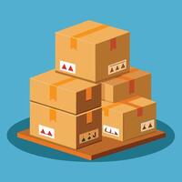 Stack of Delicate Cardboard Boxes Marked with Fragile Warnings vector