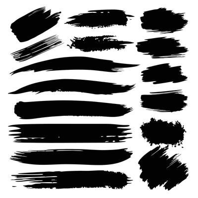 Grungy Black Paint Brushstrokes Collection for Artistic Effects