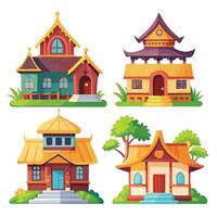 Illustration Collection of Diverse Traditional Houses vector