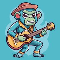 Logo of a Captivating Monkey Playing Guitar vector