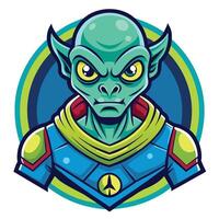 Logo Illustration of an Alien Mascot with a Cartoon Style vector