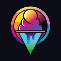 Vibrant Gradient Color Illustration of a Melting Ice Cream Cone vector