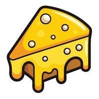 Amusing Animated Cartoon Illustration of Melted Slice of Cheese vector