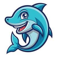 Animated Dolphin Mascot Character with Cartoonish Style and Graphic Illustration vector