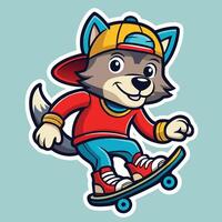 Sticker of a Skater Dog Mascot Character in a Cool Pose vector