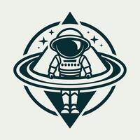 Astronaut with UFO Logo Artwork for Space Enthusiasts vector
