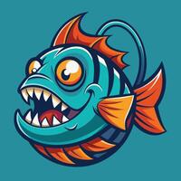 Logo Illustration of an Anglerfish Character with a Friendly and Cartoonish Appearance vector