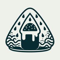 Molten Oni Onigiri Sushi Japanese Food Graphic Illustration vector