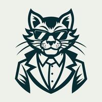 Cool and Adorable Mister Cat Illustration with Intricate Details vector