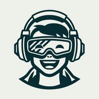 Enthusiastic Person Embracing Virtual Reality Technology with Joyful Expression vector