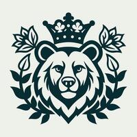 Vintage Bear Crown A Majestic Emblem of Strength and Nobility vector
