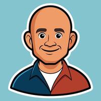Cartoon Illustration of a Bald Man with a Serious Expression for Stickers vector