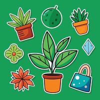 Vibrant Collection of Stickers with a Green Background for Creative Projects vector