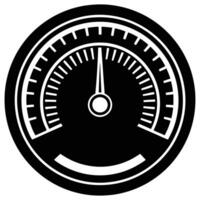 Black Glyph Set Depicting Speedometer Indicator with Load Scale vector