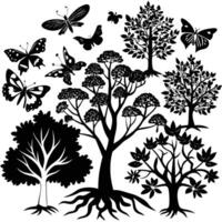Majestic Trees and Buttes Adorning the Landscape vector