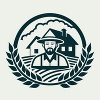Logo Depicting a Quaint Farmhouse with Rolling Hills vector