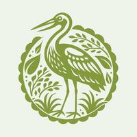Graceful Stork Bird Silhouette in Intricate Design vector