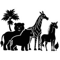 Wildlife Silhouette A Captivating Canvas of Wild Beasts vector