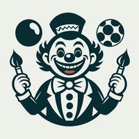 Joyous Clown Juggles Balls and Splashes Colorful Paint vector