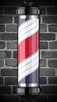 Rotating Retro Barbershop Pole with Bricks in Background video