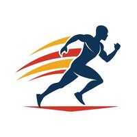 Silhouette of a Running Man in Action Editable Graphic Template vector