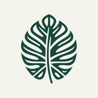 Minimalist Monstera Leaf Logo with Clean Lines and Geometric Shapes vector