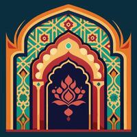 Intricate Traditional Arabesque Patterns Adorning an Andalusian Archway vector