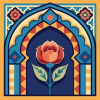 Intricate Moroccan Arch Floor Pattern with Ethnic Motifs vector