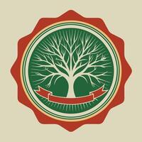 Vintage Tree Silhouette Nature Emblem Stamp Badge vector